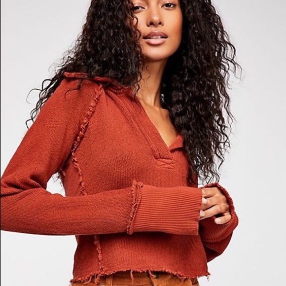 Free People Tops - BOGO! Free People Darcy Knit Cropped Pullover Rust Brown Size Small